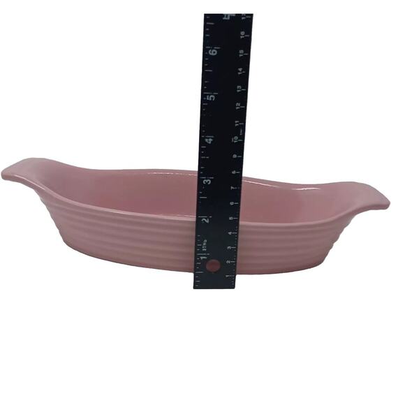 2 Au Gratin Casserole Serving Dishes Pink Blue Ribbed Small 11"L x 5.5" W x 2" H - Picture 5 of 9